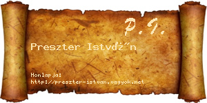 Preszter István névjegykártya